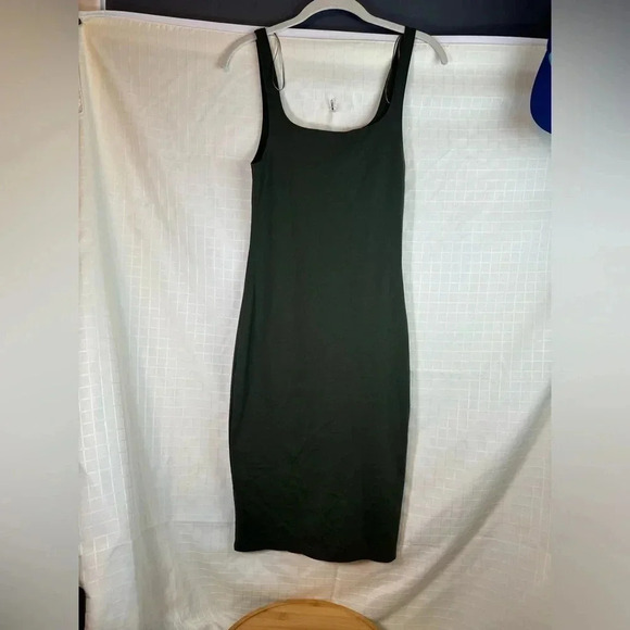 ZARA Woman Solid Army Green Fitted Bodycon Dress Stretchy Knit Dress Medium - Picture 1 of 3